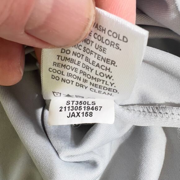 Shredfin Fishing Shirt Mens Large Long Sleeve Grey w/ USA Flag Print Performance - Picture 9 of 14